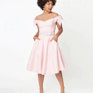 Unique Vintage Pink and White Gingham Prairie Swing Dress 💝 - Size 4 (S)